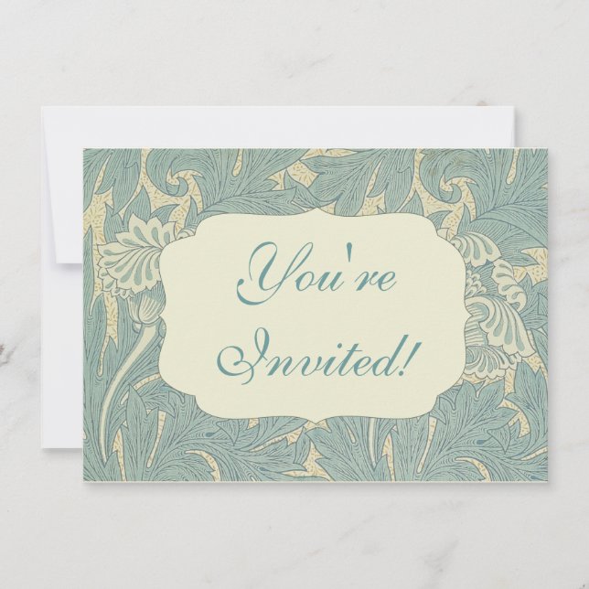 Convites William Morris Classic Tulip Blue Floral (Frente)