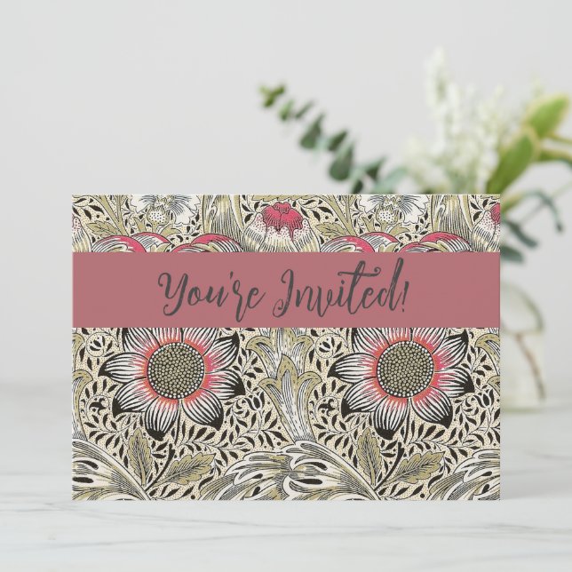 Convites William Morris Corncockle wallpaper floral (Em pé/Frente)