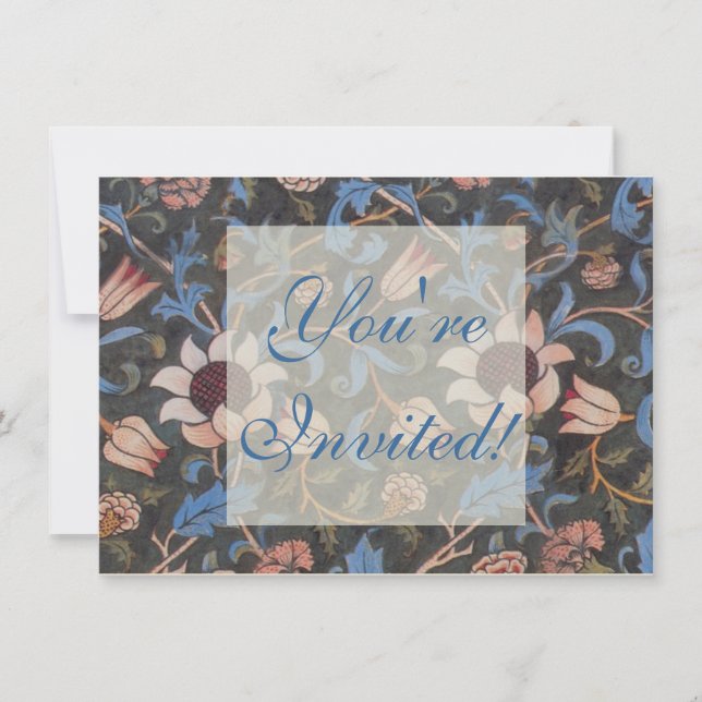 Convites William Morris Evenlode Textile Floral Art (Frente)