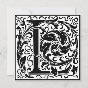 Convites William Morris Floral Alphabet Monograma - Letra L