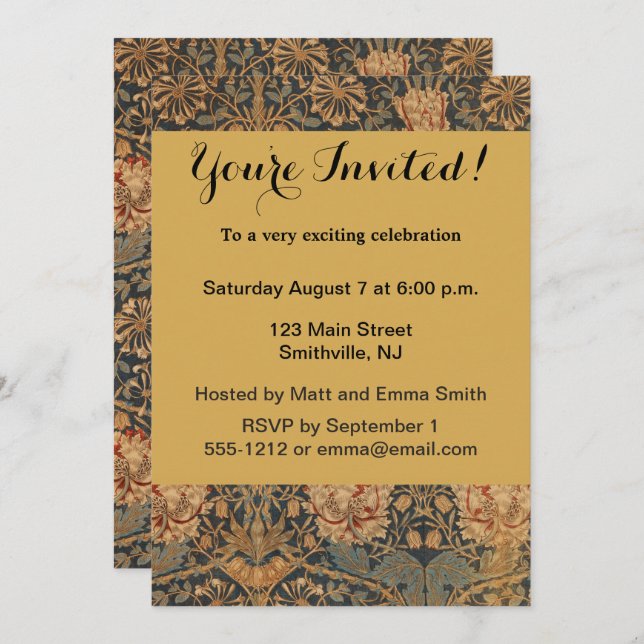 Convites William Morris Honeysuckle Rich Wallpaper (Frente/Verso)