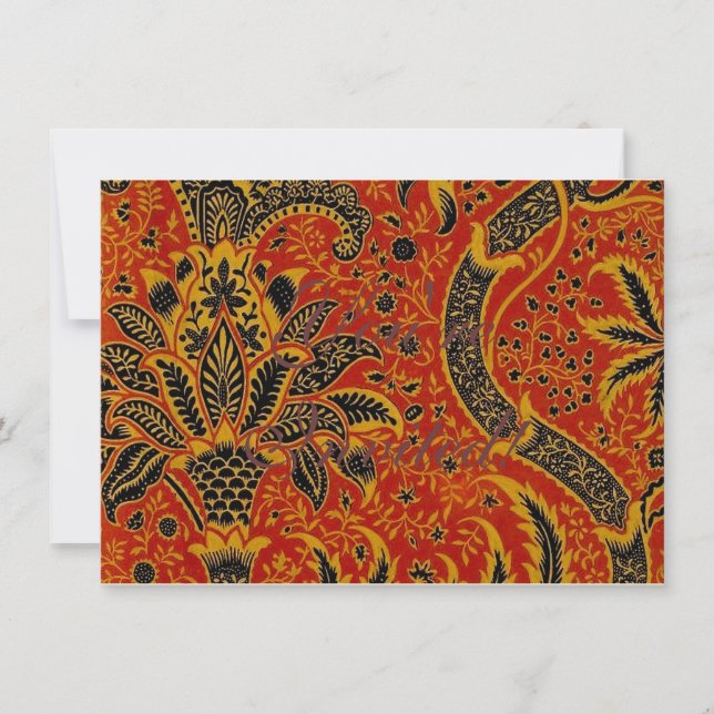 Convites William Morris Índia Vermelho Floral Vintage Cláss (Frente)