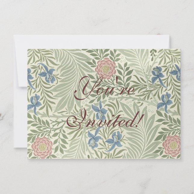 Convites William Morris Larkspur Floral Wallpaper (Frente)