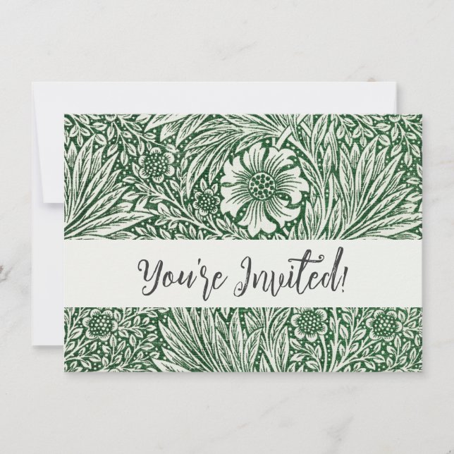 Convites william morris marigold verde floral flor (Frente)