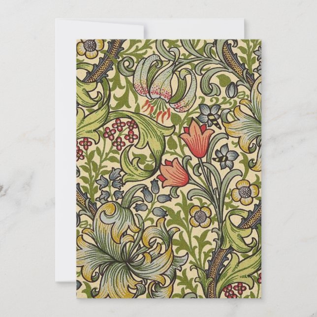 Convites William Morris Ouro Lily - Padrão Restaurado (Frente)