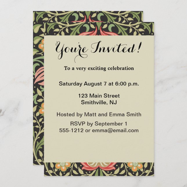 Convites William Morris Persian Floral Antique (Frente/Verso)