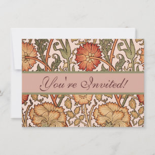 Convites William Morris Pink Rose Flower Wallpaper Padrão