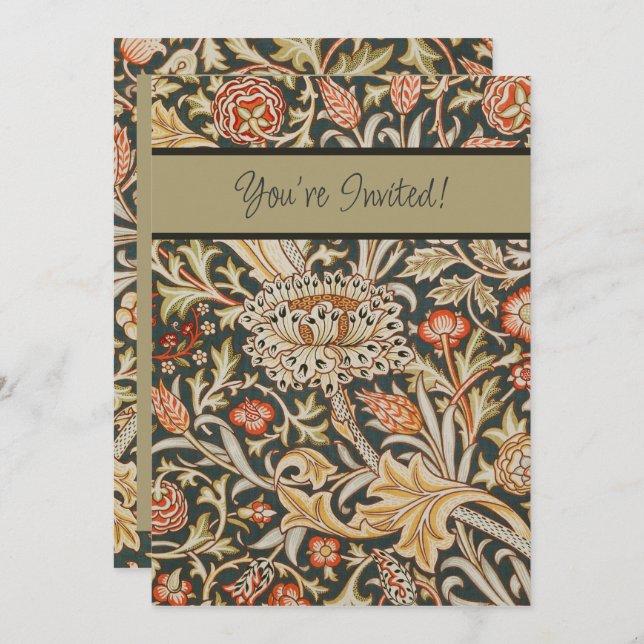 Convites William Morris Trent Garden Flower Classic Botânic (Frente/Verso)