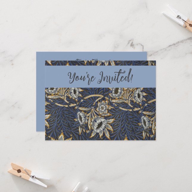 Convites William Morris Tulip Willow Blue Patterno (Frente/Verso In Situ)