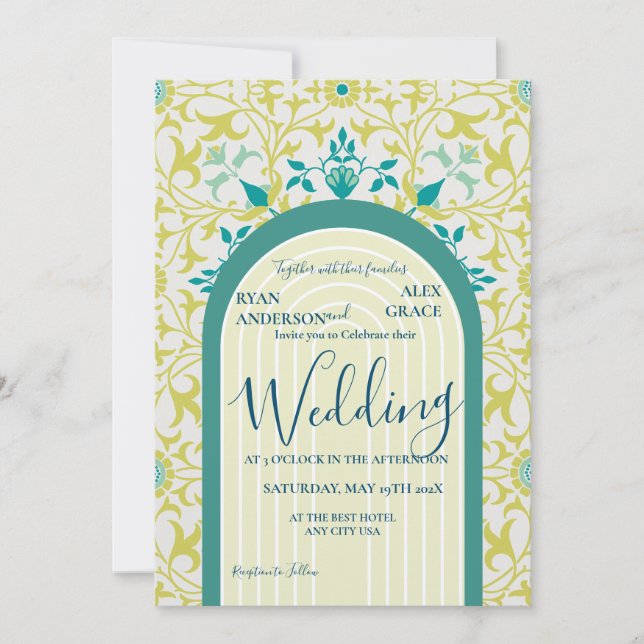 Convites William Morris Vine Art Nouveau (Frente)