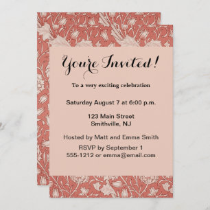 Convites William Morris Wild Tulip Clássico Design vitorian