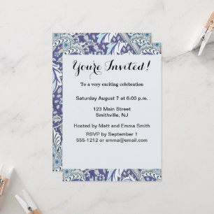 Convites William Morris Windrush flores florais azuis