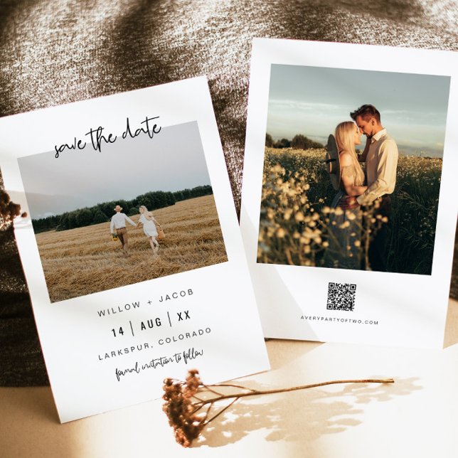 Convites WILLOW Modern Minimal Photo Save the Date (A foto  (Criador carregado)