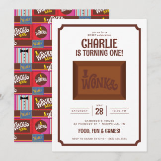 Convites Willy Wonka e o aniversário da fábrica de chocolat