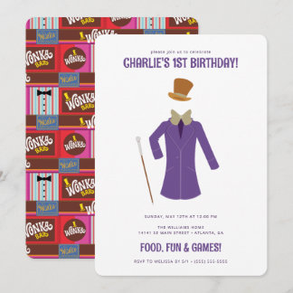 Convites Willy Wonka e o aniversário da fábrica de chocolat