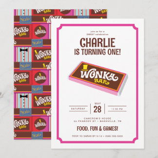 Convites Willy Wonka e o aniversário da fábrica de chocolat