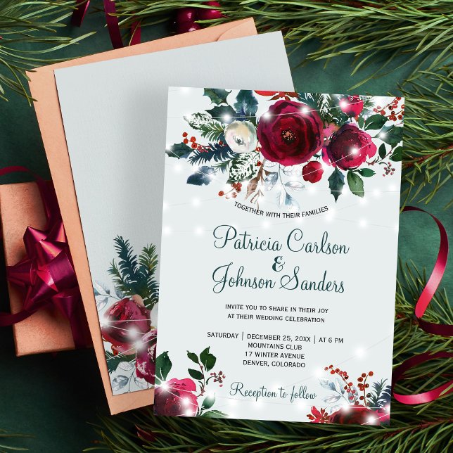 Convites Windland de inverno luzes de natal casamento flora (Criador carregado)
