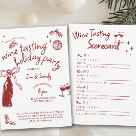 Convites Wine Tasting Party Scorecard Game Doodle Holiday 