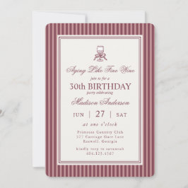 Convites Wine Vineyard Club Old Money Striped Red Birthday