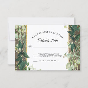 Convites Winery russa Eucalyptus Leaf Foliage Wood RSVP
