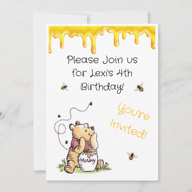 Convites Winnie the Pooh Invitation (Frente)