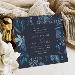 Convites Winter Azure | Quadro Botânico Azul Casamento