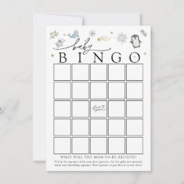 Convites Winter Baby Animals Baby Shower Bingo Game Card
