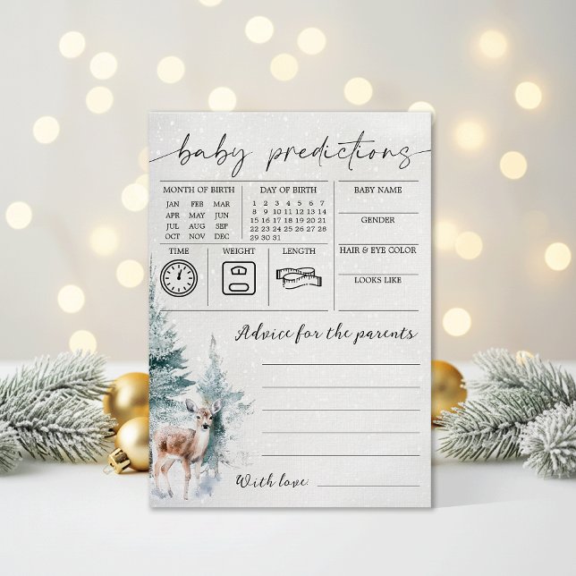 Convites Winter Baby Shower Baby Predictions & Advice Card (Criador carregado)