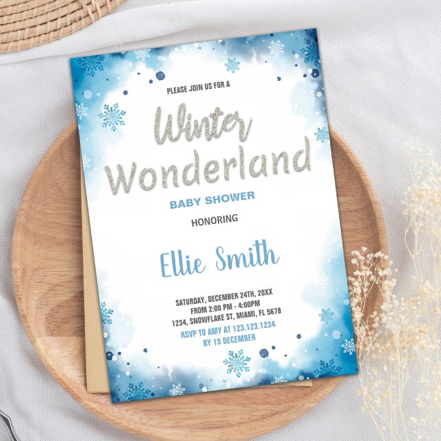 Convites Winter Baby Shower Invoca Nuvem Azul (Winter Baby Shower Invitations Blue Cloud)