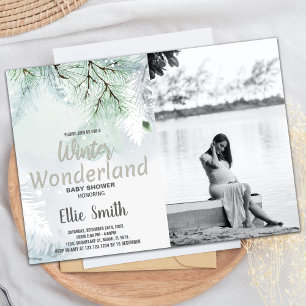 Convites Winter Baby Shower Invtions Pine Glitter Photo