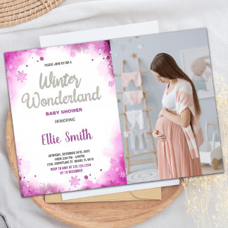 Convites Winter Baby Shower Invtions Pink Cloud Photo