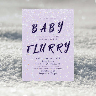 Convites Winter Baby Sprinkle   Purple Snow Flurry