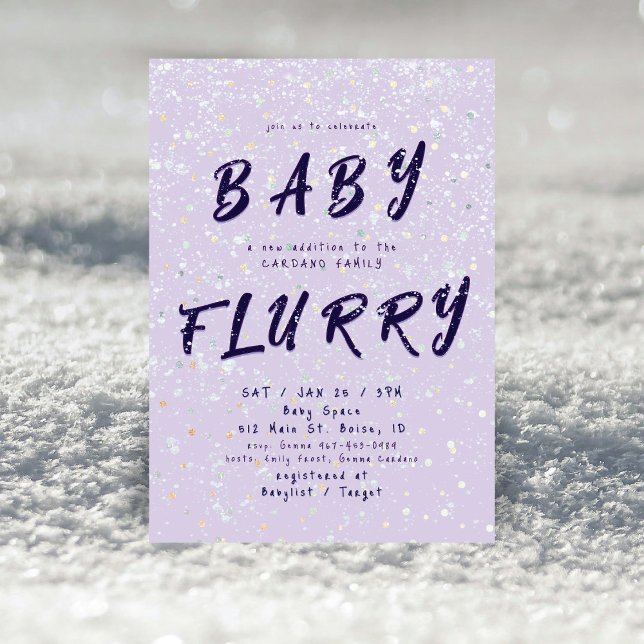 Convites Winter Baby Sprinkle | Purple Snow Flurry (Criador carregado)