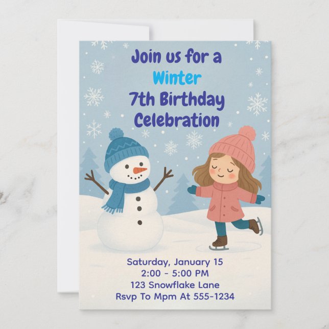 Convites Winter Birthday Celebration (Frente)