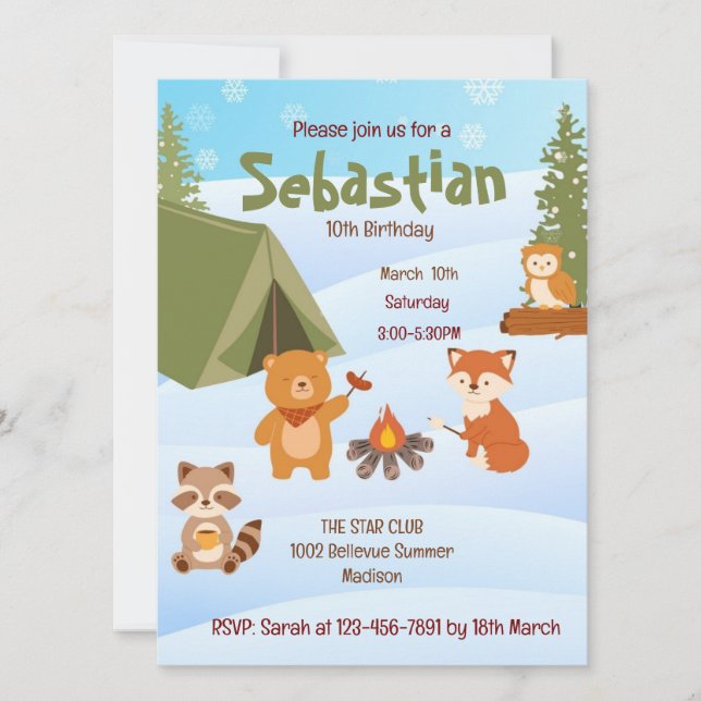 Convites Winter Birthday invitation  (Frente)