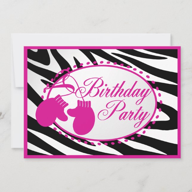 Convites Winter Birthday Mittens (Frente)