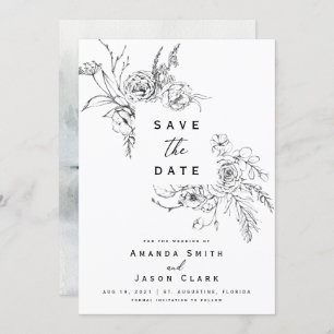 Convites Winter Black and White Save The Date Weding (Casam