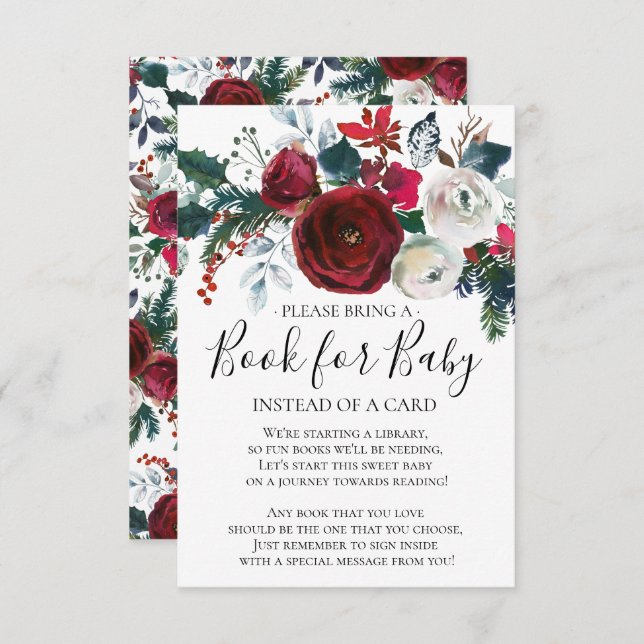 Convites Winter Bloom Floral Chá de fraldas Book para Bebê (Frente/Verso)