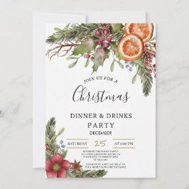 Convites Winter Botanical Christmas Invite | Rustic Dinner