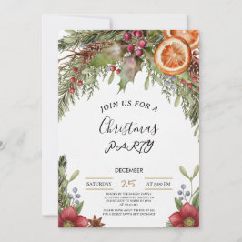 Convites Winter Botanical Christmas Invite | Rustic Dinner 