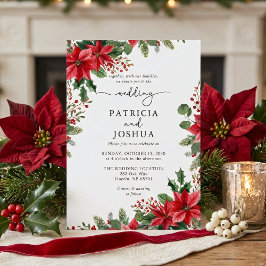 Convites Winter Botanical Christmas Wedding Invitation