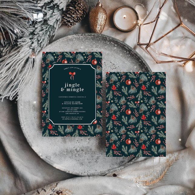 Convites Winter Botanicals Coquette Bow | Christmas Party (Criador carregado)