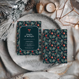 Convites Winter Botanicals Coquette Bow Festa de Natal