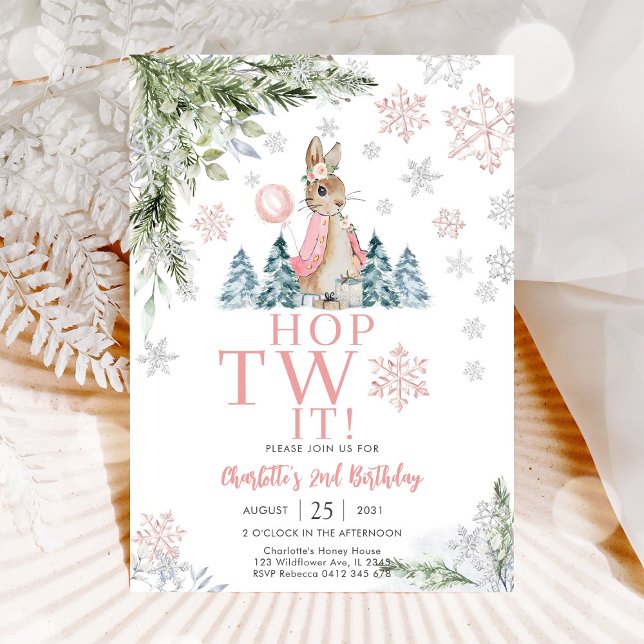 Convites Winter Bunny Birthday Invitation (Criador carregado)