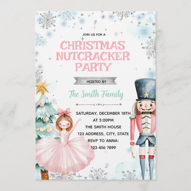 Convites Winter christmas nutcracker party invitation (Frente)