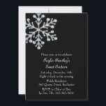 Convites Winter Crystal Sweet 16th Birthday Invite black<br><div class="desc">Um floco de neve grande e deslocado destaca este doce Convite de 16 de aniversário de um novo jeito chic. Pode ser facilmente adaptado para qualquer idade; avise-nos se precisar de ajuda em prettyfancyinvites@gmail.com. Ele é mostrado no papel básico, mas recomendo que o cinzeiro do papel de gelo metálico traga...</div>