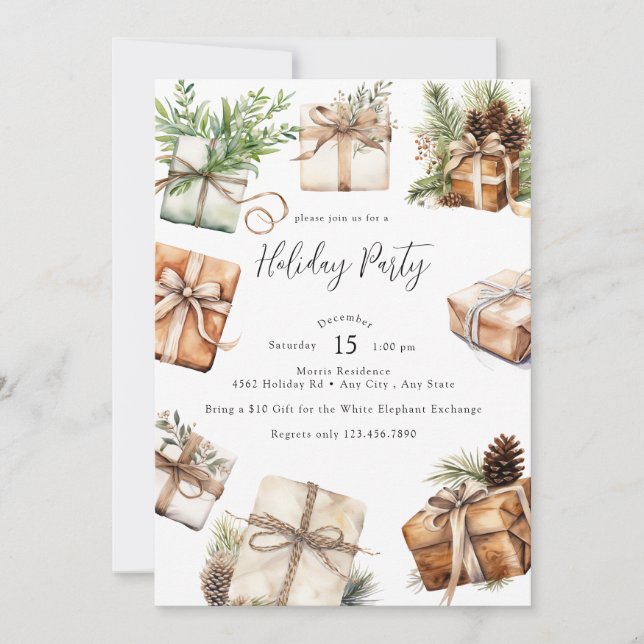 Convites Winter Elegant Holiday Party (Frente)