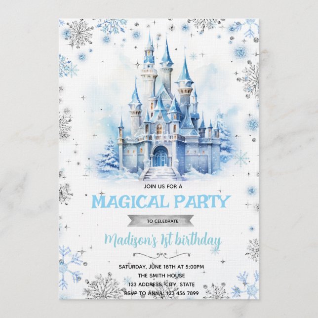 Convites Winter Fairytale Castle party invitation (Frente)