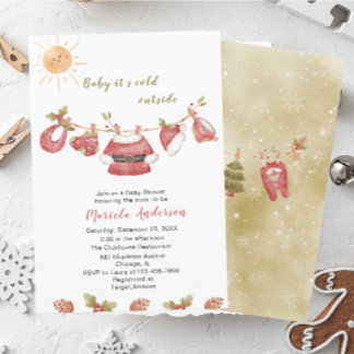 Convites Winter Feliz Natal Snowman Watercolor Baby Sho