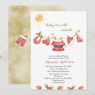 Convites Winter Feliz Natal Snowman Watercolor Baby Sho